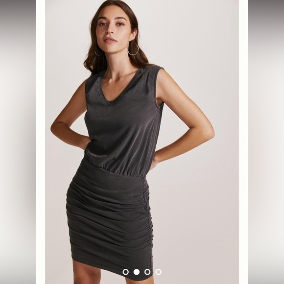 Anthropologie Sundry Pleated Shoulder Ruched Mini Dress Tank Sleeveless - Picture 5 of 15